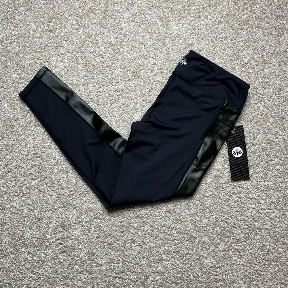 Senita Athletics Faux Leather Accent Pocket Leggings